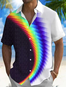 Wave Pattern Style Men's Hawaiian Shirt Stretch Easy Care Camp Shirt Big Tall - Aliexpress - FashionsVida