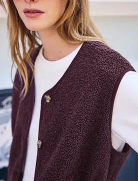 Street One Teddy-Weste mit V-Neck und Knöpfen female Lila - Street One Studio - FashionsVida