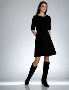 Abito mini con scollo sulla schiena e viscosa - nero