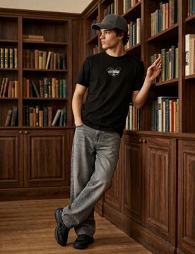 T-shirt in cotone con stampa sul retro - antracite