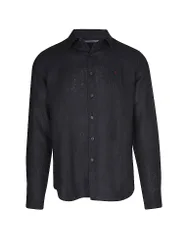 Camisa de lino azul oscuro XL