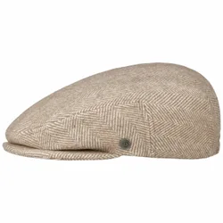 Herringbone Wool Driver Flat Cap by - beige - Herren - Size: XL (60-61 cm)
