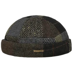 Wool Mix Patchwork Docker Hat by - black-grey - Size: M (56-57 cm)