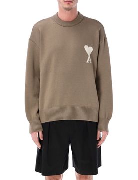 Wool and Cotton Crewneck Ami de Coeur Sweater