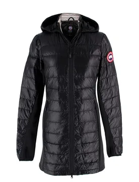 Black HyBridge Lite Tech Longline Coat - Canada Goose - FashionsVida
