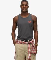 Superdry Herren Contrast Script Tanktop Dark Grey - Größe: L
