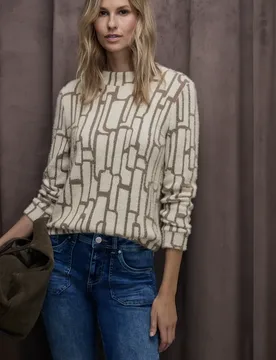 Gemustertes Shirt female Beige - Street One - FashionsVida