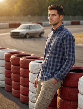Camicia a quadri in cotone - grey blue
