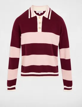Jersey de mujer con cuello polo estampado de rayas - Morgan - FashionsVida