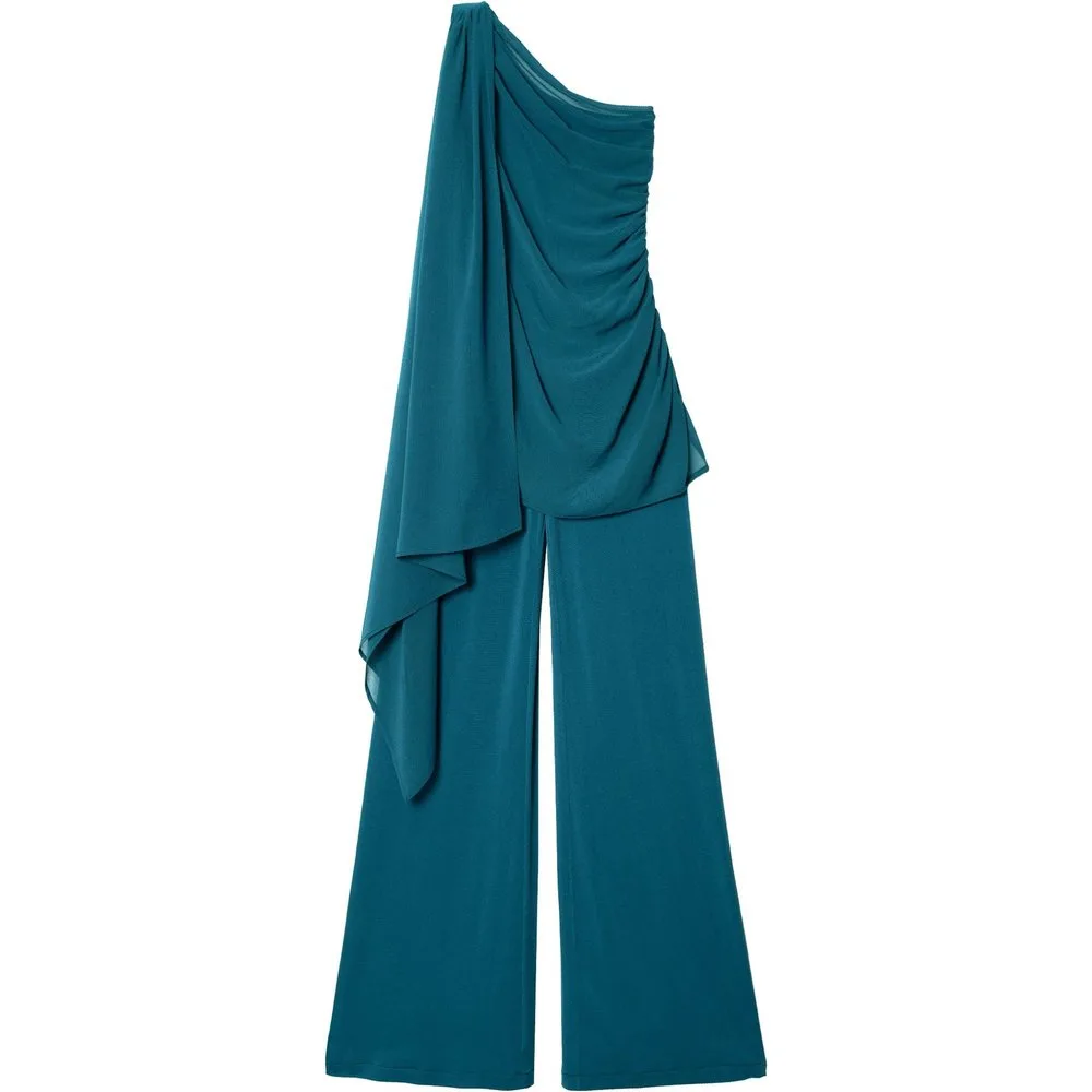 Mono largo de mujer asimétrico con capa de gasa - The-Are - FashionsVida