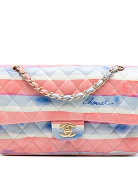 Medium Classic Printed Lambskin Watercolor Double Flap - Chanel - FashionsVida