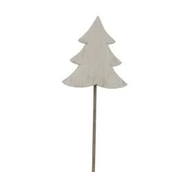 White Washed Pine Tree Christmas Dration 57cm x 12cm x 17cm - White - Size: One Size