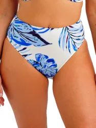 Womens Kefalonia High Waist Bikini Brief - Blue Polyamide - Size Medium