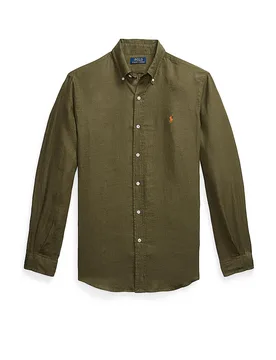 Camicia di lino Custom Fit oliva XL - Ralph Lauren - FashionsVida
