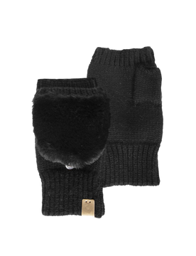 Mitaines Maille imitation fourrure Noir noir Tailleunique