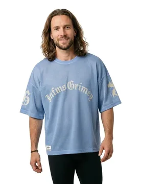 Maglietta A Maniche Corte Chief Watcher Boxy Fit Light Blue L - Grimey - FashionsVida