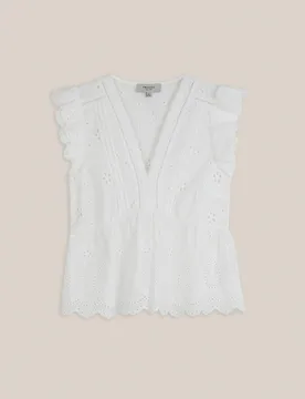 Blusa de mujer 100% de algodón con detalles calados - Trucco - FashionsVida