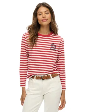 Maglietta A Maniche Lunghe Country Club Stripe Red Stripe XS