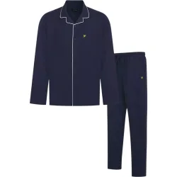 Mens Bellingham Check Navy Pyjama Set Cotton Regalur Fit - Size X-Large