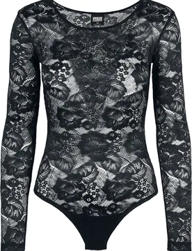 Body - Ladies Lace Longsleeve Body - XS bis S - für Damen - Größe S - schwarz - Frauen - female - Urban classics - FashionsVida
