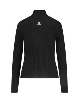 Courrèges Logo Knit Turtle-Neck Sweater