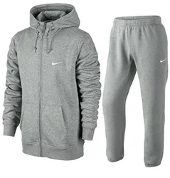 Mens Club Fleece Full Tracksuit Set Grey - Size Medium
