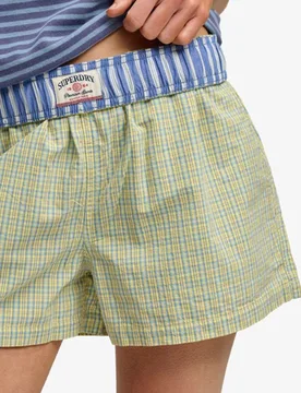 Superdry Damen Mini Check Shorts mit Weiter Passform Yellow - Größe: 36 - 39.99 - FashionsVida