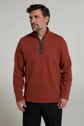 Beta Contrast Mens Zip-Neck Top - Orange - Orange - Size: 4XL