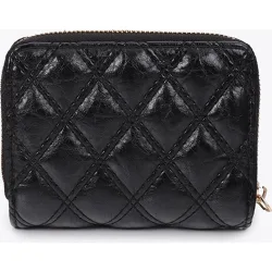 Monedero acolchado con doble pespunte y tirador tubular