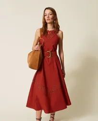 Robe longue en popeline et broderie anglaise