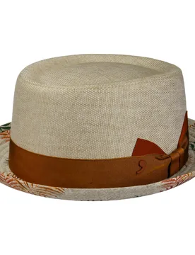 Denvio Pork Pie Linen Hat by Alfonso DEste - beige - Female - Size: L (58-59 cm) - Alfonso D´Este - FashionsVida
