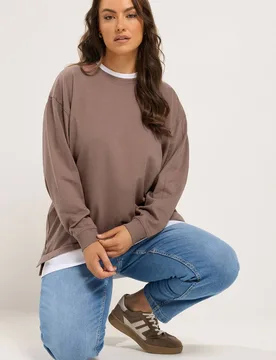 Women's 2-In-1 Sweatshirt in Brown Size: 20 - Brown - Size: 20 - Yours - FashionsVida