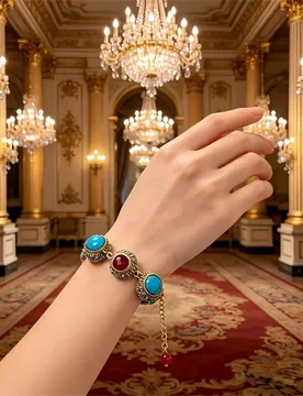 Luxury Palace Style Vintage Bracelet Bohemian Turquoise Ruby Inlaid Hand Chain for Women - Aliexpress - FashionsVida