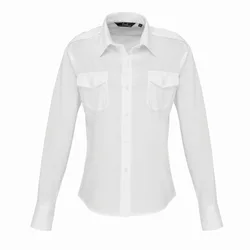 Womens/ladies Long-Sleeved Pilot Shirt (White) - Size 16 Uk