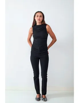 Pantalon Straight Cropped Black / Black XS