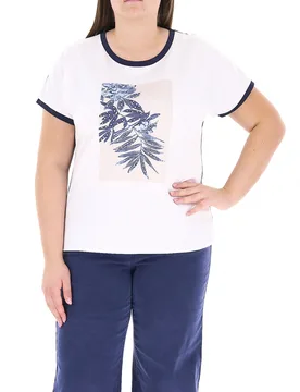 T-shirt girocollo BLU M - LUISA VIOLA - FashionsVida
