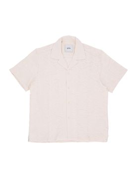 Camicia Manica Corta Uomo Crochet Shirt Cream