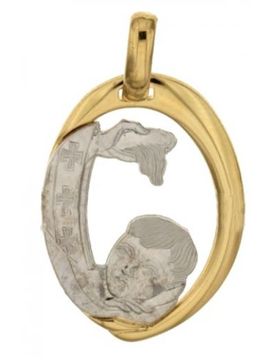 Medaglia Ciondolo da Battesimo Oro Giallo Bianco 803321714908
