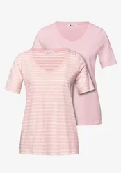 T-Shirts mit rounded V-Neck im 2er-Pack female Rosa