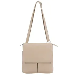 Women's Multi-Pocket Genuine Italian Leather Slim Messenger Crossbody Bag in Light Brown - Light Brown - Size: One Size