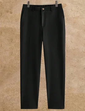 Pantalones de traje casuales de hombre tejidos, ajustados, de cintura media, pierna recta, adecuados para las estaciones de primavera y verano - Shein - FashionsVida