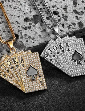 Lucky Poker Flush Gemstone Men Necklaces With Pendant Stainless Steel Jewelry Women Punk Hip Hop Accessories Gifts Wholesale - Aliexpress - FashionsVida