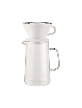 Juego de café de 3 piezas SLOW COFFEE vidrio/blanco/acero inoxidable transparente