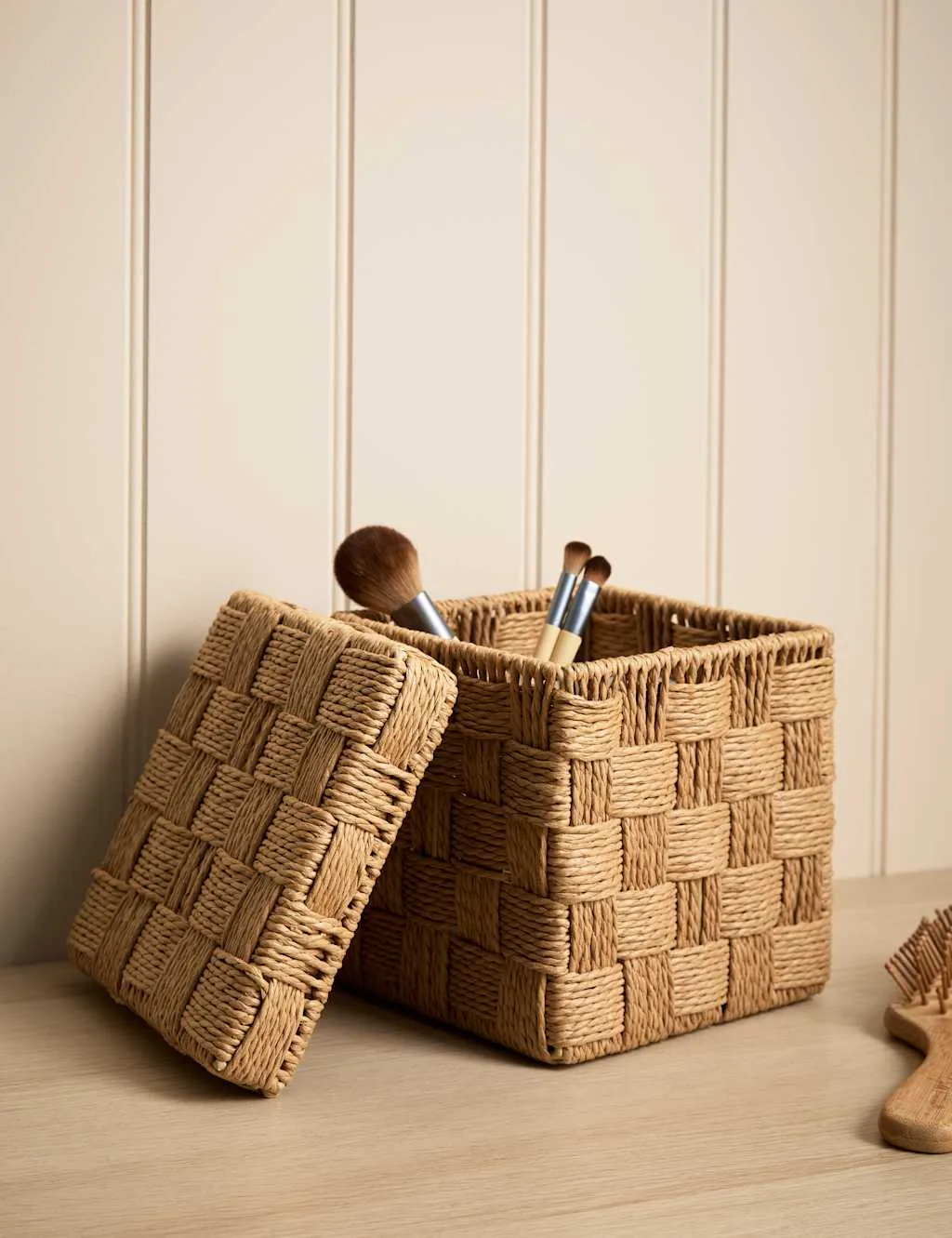 Woven Jute Small Square Storage Box Natural - M&S - FashionsVida