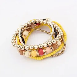 Fashion Charm Elastic Silver Boho Bracelet Beaded Bangle