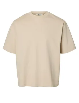 Camiseta SLHRELAXASPEN beige S - Selected - FashionsVida