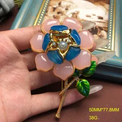 Fancy Zircon Geo Glass Floral Brooch Pin for Women Designer Jewelry Vintage Exquisite Chest Flower High-end Clothing Accessories
