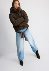 Gesteppte Basic-Jacke mit Kapuze Braun M