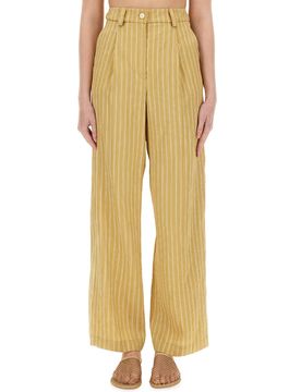 Wide Fit Striped Satin Tailored Pants