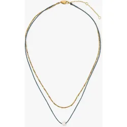 Collar de acero inoxidable doble con perla decorativa